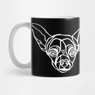 Lineart White Outline Chihuahua Little Dog Mug